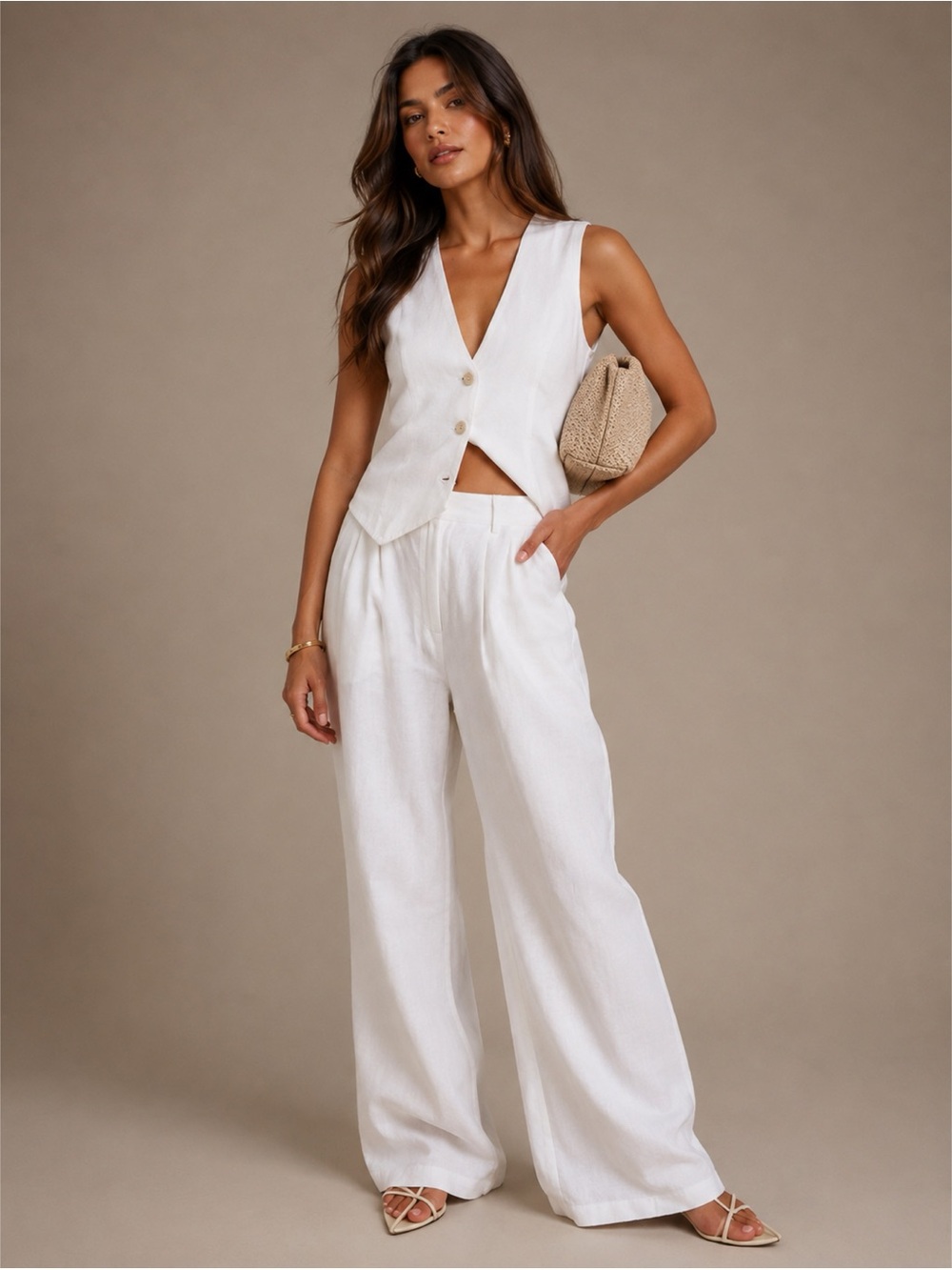 NWT Commense Cotton Casual Pants Set - White